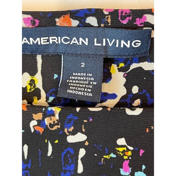 American Living Womens Sheath Dress Abstract Print 3/4 Sleeve Boat Neck Black 2 - Picture 7 of 10